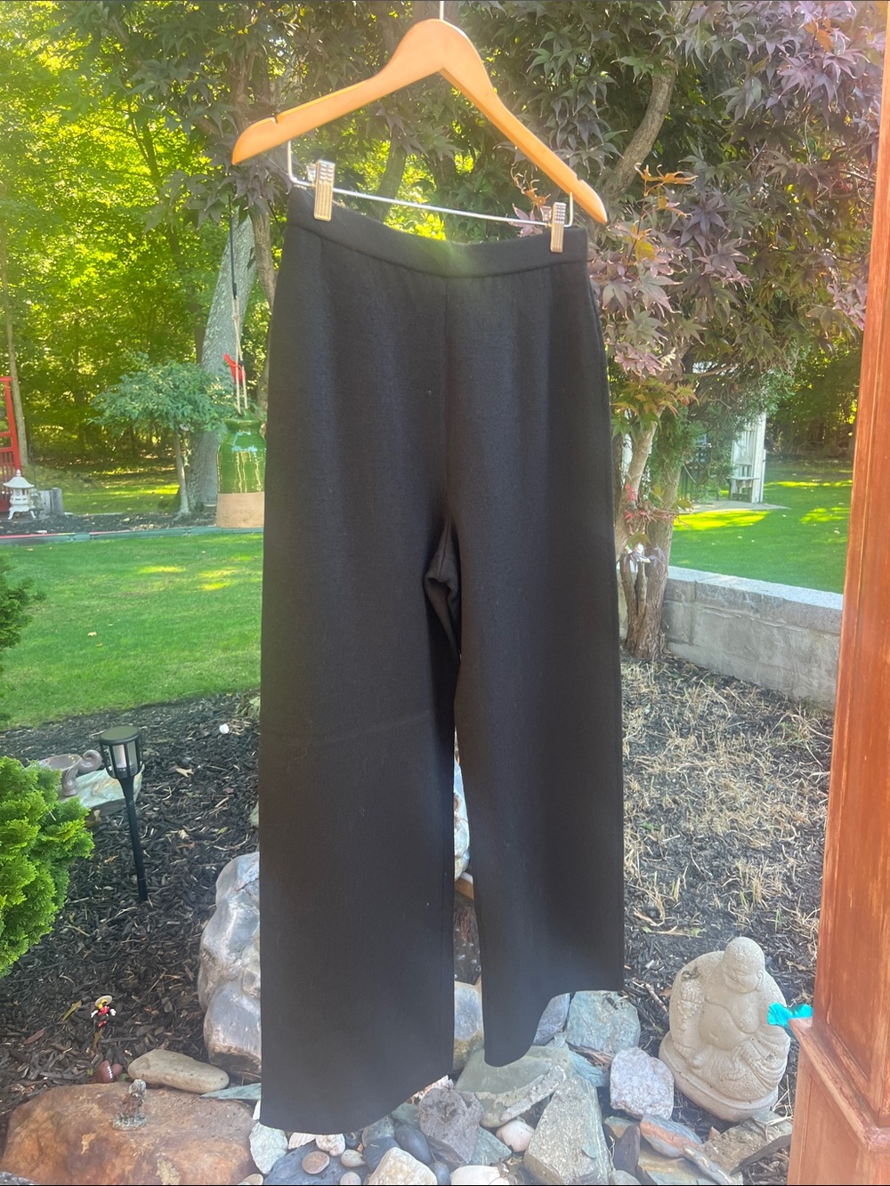 St. John Black Wide-Leg Trousers
